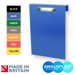 CBBSA4-(colour code). Single A4 Medical Clipboard with Integral Hook for Bed End or Trolley